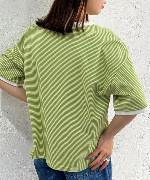 apres jour mignon（アプレジュールミニョン）の「半袖カラーリンガーT【ZOZOTOWN限定アイテム】（Tシャツ/カットソー・レディース・オフホワイト/ピンク/オレンジ/グリーン/ブルー系その他/イエロー系その他/ピンク系その他・X-LARGE/フリー）」の17枚目の写真