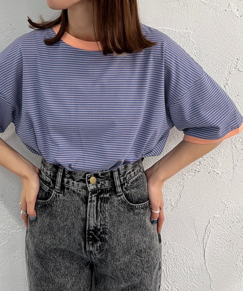 apres jour mignon（アプレジュールミニョン）の「半袖カラーリンガーT【ZOZOTOWN限定アイテム】（Tシャツ/カットソー・レディース・オフホワイト/ピンク/オレンジ/グリーン/ブルー系その他/イエロー系その他/ピンク系その他・X-LARGE/フリー）」の20枚目の写真