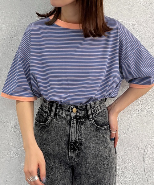 apres jour mignon（アプレジュールミニョン）の「半袖カラーリンガーT【ZOZOTOWN限定アイテム】（Tシャツ/カットソー・レディース・オフホワイト/ピンク/オレンジ/グリーン/ブルー系その他/イエロー系その他/ピンク系その他・X-LARGE/フリー）」の21枚目の写真