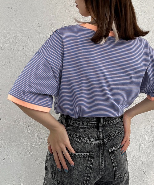 apres jour mignon（アプレジュールミニョン）の「半袖カラーリンガーT【ZOZOTOWN限定アイテム】（Tシャツ/カットソー・レディース・オフホワイト/ピンク/オレンジ/グリーン/ブルー系その他/イエロー系その他/ピンク系その他・X-LARGE/フリー）」の22枚目の写真