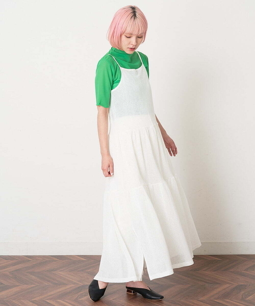 A de a.v.v（アードアー・ヴェ・ヴェ）の「［SET UP対応／2WAY］メッシュティアードキャミワンピース（ワンピース・レディース・ホワイト/ブラック・SMALL/MEDIUM）」の16枚目の写真