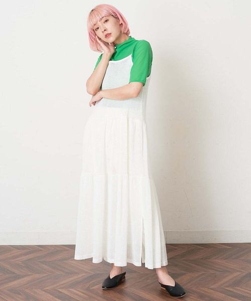 A de a.v.v（アードアー・ヴェ・ヴェ）の「［SET UP対応／2WAY］メッシュティアードキャミワンピース（ワンピース・レディース・ホワイト/ブラック・SMALL/MEDIUM）」の17枚目の写真