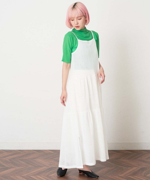 A de a.v.v（アードアー・ヴェ・ヴェ）の「［SET UP対応／2WAY］メッシュティアードキャミワンピース（ワンピース・レディース・ホワイト/ブラック・SMALL/MEDIUM）」の18枚目の写真