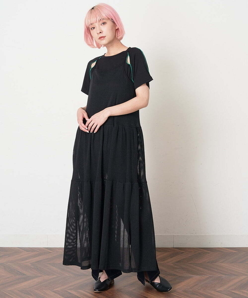 A de a.v.v（アードアー・ヴェ・ヴェ）の「［SET UP対応／2WAY］メッシュティアードキャミワンピース（ワンピース・レディース・ホワイト/ブラック・SMALL/MEDIUM）」の19枚目の写真