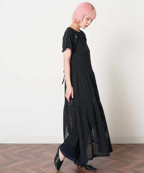 A de a.v.v（アードアー・ヴェ・ヴェ）の「［SET UP対応／2WAY］メッシュティアードキャミワンピース（ワンピース・レディース・ホワイト/ブラック・SMALL/MEDIUM）」の20枚目の写真