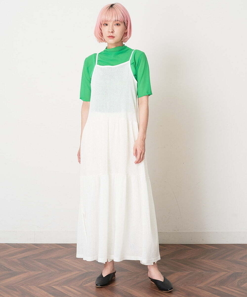 A de a.v.v（アードアー・ヴェ・ヴェ）の「［SET UP対応／2WAY］メッシュティアードキャミワンピース（ワンピース・レディース・ホワイト/ブラック・SMALL/MEDIUM）」の22枚目の写真