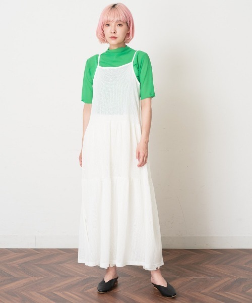 A de a.v.v（アードアー・ヴェ・ヴェ）の「［SET UP対応／2WAY］メッシュティアードキャミワンピース（ワンピース・レディース・ホワイト/ブラック・SMALL/MEDIUM）」の13枚目の写真
