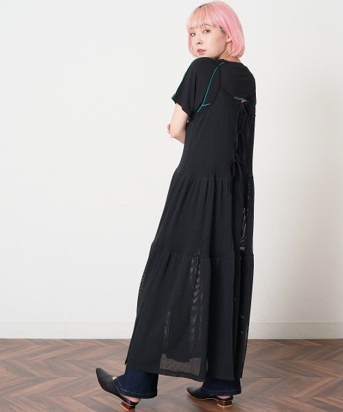 A de a.v.v（アードアー・ヴェ・ヴェ）の「［SET UP対応／2WAY］メッシュティアードキャミワンピース（ワンピース・レディース・ホワイト/ブラック・SMALL/MEDIUM）」の15枚目の写真