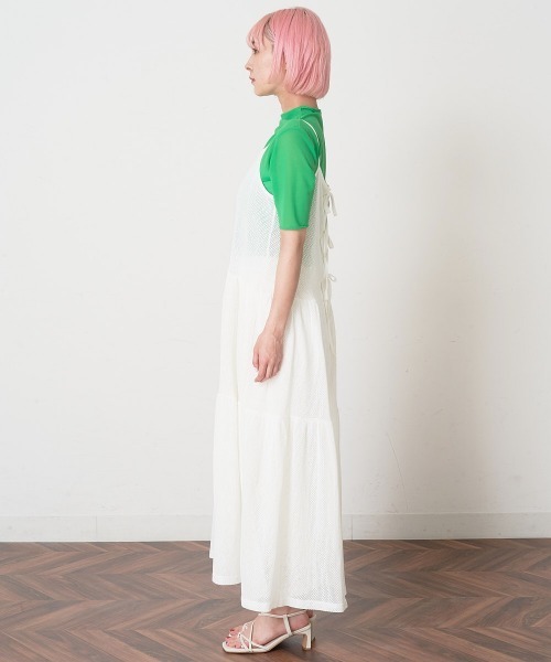 A de a.v.v（アードアー・ヴェ・ヴェ）の「［SET UP対応／2WAY］メッシュティアードキャミワンピース（ワンピース・レディース・ホワイト/ブラック・SMALL/MEDIUM）」の12枚目の写真