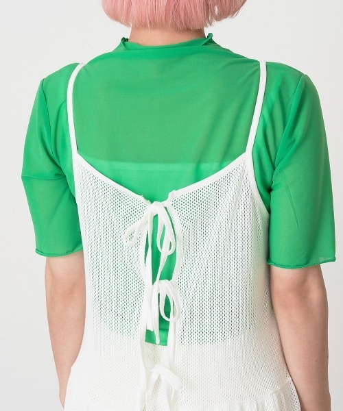 A de a.v.v（アードアー・ヴェ・ヴェ）の「［SET UP対応／2WAY］メッシュティアードキャミワンピース（ワンピース・レディース・ホワイト/ブラック・SMALL/MEDIUM）」の6枚目の写真