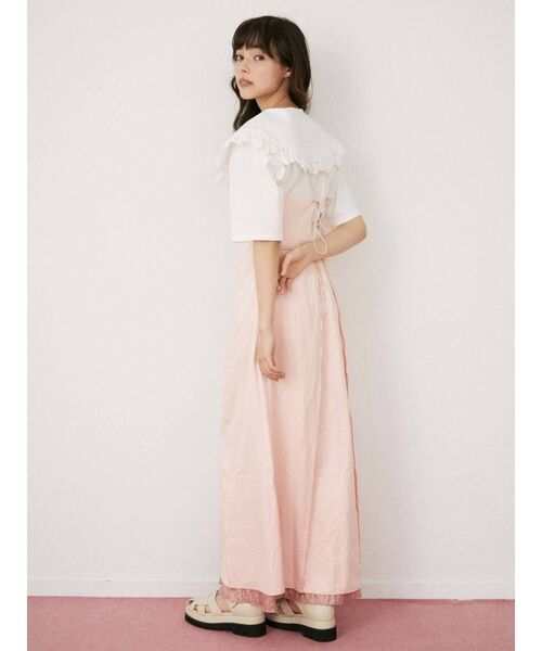 merry jenny（メリージェニー）の「satinアシメストラップキャミワンピース（ワンピース・レディース・ベージュ/ピンク/ブルー・FREE）」の7枚目の写真