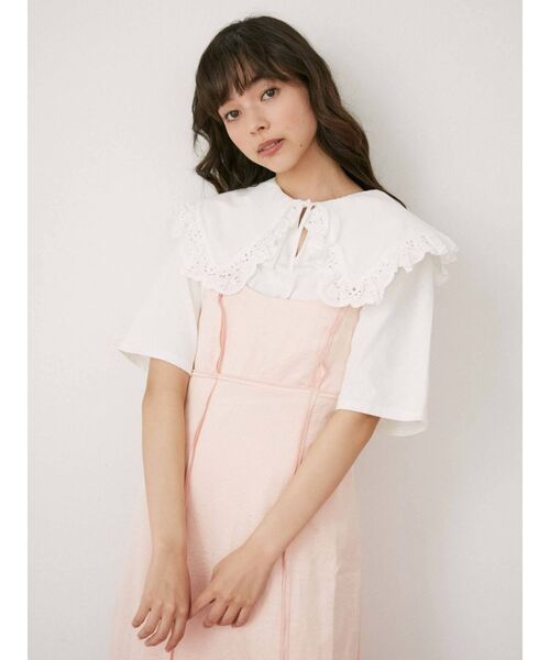 merry jenny（メリージェニー）の「satinアシメストラップキャミワンピース（ワンピース・レディース・ベージュ/ピンク/ブルー・FREE）」の8枚目の写真