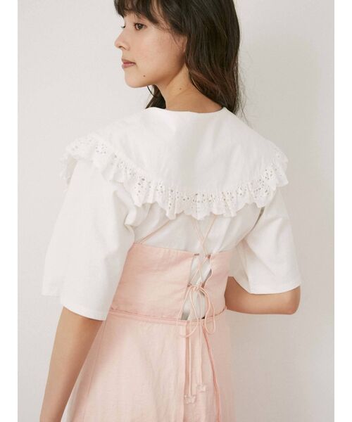 merry jenny（メリージェニー）の「satinアシメストラップキャミワンピース（ワンピース・レディース・ベージュ/ピンク/ブルー・FREE）」の9枚目の写真