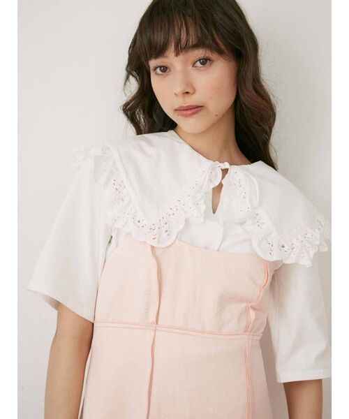 merry jenny（メリージェニー）の「satinアシメストラップキャミワンピース（ワンピース・レディース・ベージュ/ピンク/ブルー・FREE）」の11枚目の写真