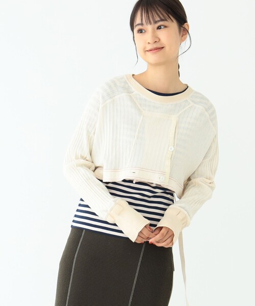 BEAMS BOY(ビームスボーイ)の「BEAMS BOY / スウェーディッシュ アーミー ディテール ロングスリーブ(Tシャツ/カットソー・レディース・グレー/ナチュラル・ONE SIZE)」の4枚目の写真