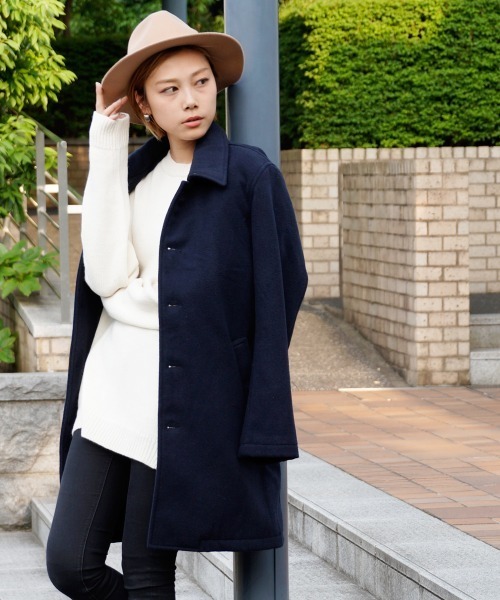 hardcover（ハードカバー）の「【z】【hardcover】メルトンWOOLコート（ステンカラーコート・レディース・ネイビー・MEDIUM）」の5枚目の写真
