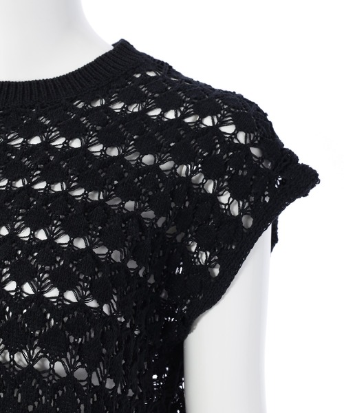 fifth（フィフス）の「デザイン編みフレンチスリーブニット（ニット/セーター・レディース・ホワイト/ブラック・M）」の16枚目の写真