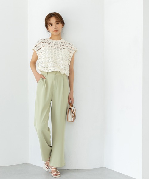 フラッフィーテディーフレンチスリーブknit フレンチスリーブリブ切替サマーニットトップスxyf9299