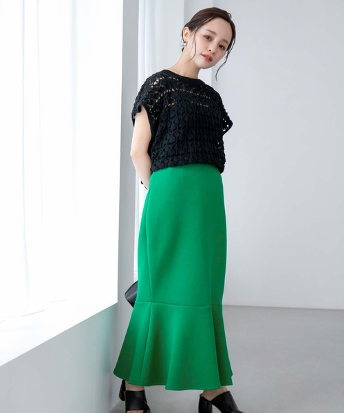 fifth（フィフス）の「デザイン編みフレンチスリーブニット（ニット/セーター・レディース・ホワイト/ブラック・M）」の10枚目の写真