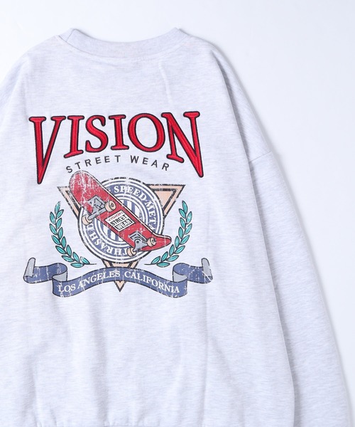 VISION STREET WEAR（ヴィジョンストリートウェア）の「【VISION STREET WEAR】ビッグシルエット リブラインアーチロゴワッペン スウェットトレーナー / スケボー刺繍 スウェットトレーナー（スウェット・レディース・チャコールグレー/ブラック/パープル/ブラウン/グリーン/グレー系1/グレー系2・MEDIUM/LARGE/X-LARGE）」の5枚目の写真