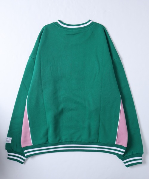 VISION STREET WEAR（ヴィジョンストリートウェア）の「【VISION STREET WEAR】ビッグシルエット リブラインアーチロゴワッペン スウェットトレーナー / スケボー刺繍 スウェットトレーナー（スウェット・レディース・チャコールグレー/ブラック/パープル/ブラウン/グリーン/グレー系1/グレー系2・MEDIUM/LARGE/X-LARGE）」の11枚目の写真