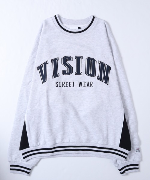 VISION STREET WEAR（ヴィジョンストリートウェア）の「【VISION STREET WEAR】ビッグシルエット リブラインアーチロゴワッペン スウェットトレーナー / スケボー刺繍 スウェットトレーナー（スウェット・レディース・チャコールグレー/ブラック/パープル/ブラウン/グリーン/グレー系1/グレー系2・MEDIUM/LARGE/X-LARGE）」の13枚目の写真