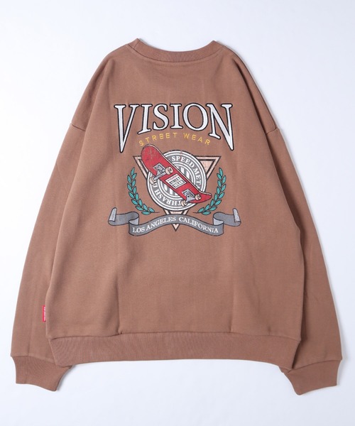 VISION STREET WEAR（ヴィジョンストリートウェア）の「【VISION STREET WEAR】ビッグシルエット リブラインアーチロゴワッペン スウェットトレーナー / スケボー刺繍 スウェットトレーナー（スウェット・レディース・チャコールグレー/ブラック/パープル/ブラウン/グリーン/グレー系1/グレー系2・MEDIUM/LARGE/X-LARGE）」の21枚目の写真