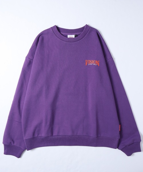 VISION STREET WEAR（ヴィジョンストリートウェア）の「【VISION STREET WEAR】ビッグシルエット リブラインアーチロゴワッペン スウェットトレーナー / スケボー刺繍 スウェットトレーナー（スウェット・レディース・チャコールグレー/ブラック/パープル/ブラウン/グリーン/グレー系1/グレー系2・MEDIUM/LARGE/X-LARGE）」の14枚目の写真