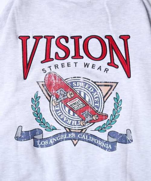 VISION STREET WEAR（ヴィジョンストリートウェア）の「【VISION STREET WEAR】ビッグシルエット リブラインアーチロゴワッペン スウェットトレーナー / スケボー刺繍 スウェットトレーナー（スウェット・レディース・チャコールグレー/ブラック/パープル/ブラウン/グリーン/グレー系1/グレー系2・MEDIUM/LARGE/X-LARGE）」の15枚目の写真