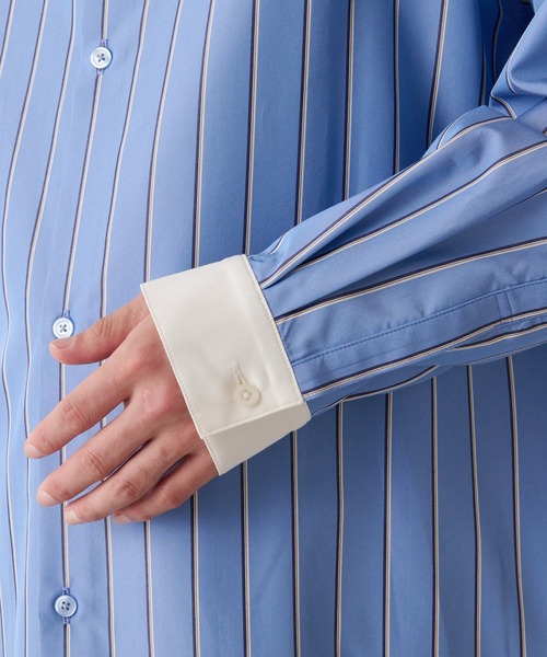 Lui's（ルイス）の「【新色追加】ストライプクレリックシャツ（シャツ/ブラウス・メンズ・ネイビー/サックスブルー/グリーン・SMALL/MEDIUM）」の12枚目の写真