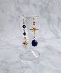 【SPICY COLORS】Sirius ~輝く星と天然石のアシンメトリーピアス~
