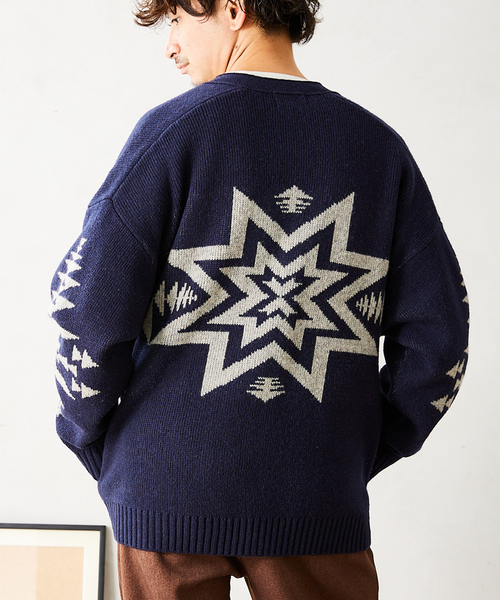 PENDLETON（ペンドルトン）の「【PENDLETON / ペンドルトン】別注 ジャガードカーディガン（カーディガン/ボレロ・メンズ・ブラック/ベージュ/ネイビー/ブラウン・MEDIUM/LARGE）」の4枚目の写真