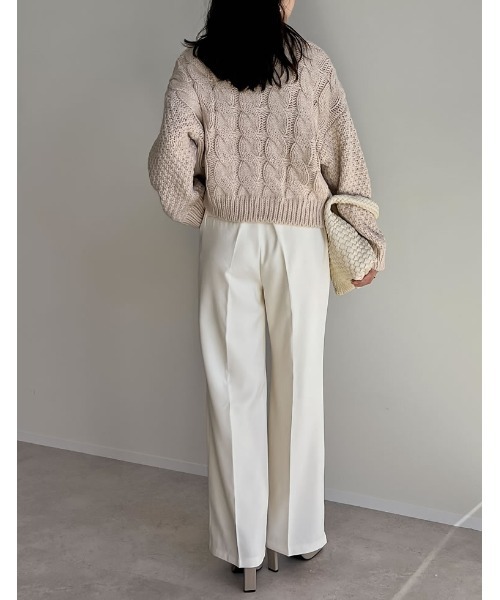 Re:EDIT（リエディ）の「ラメor無地ロービングニットケーブルボトルネックトップス（ニット/セーター・レディース・ネイビー/アイボリー/イエロー/ベージュ/ブルー/ブラック系・MEDIUM/LARGE）」の18枚目の写真