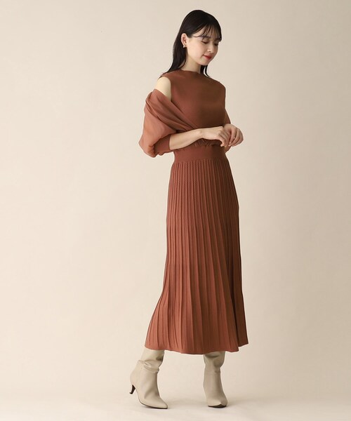 最安値！美品Rene36 異素材ドッキングニットワンピース OPAQUE.CLIP（オペークドットクリップ）の「◇異素材ドッキングニット