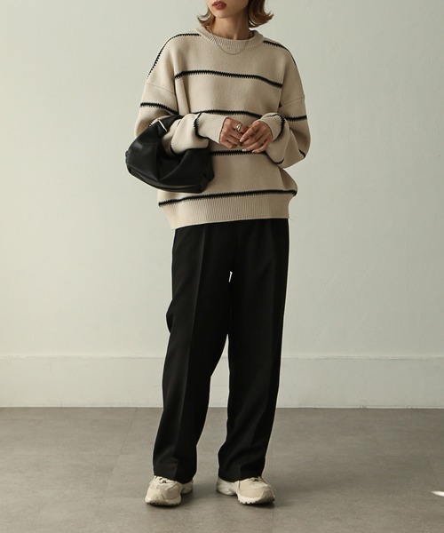 バイカラーボーダーニット