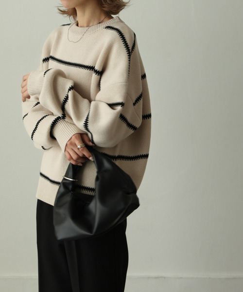 バイカラーボーダーニット