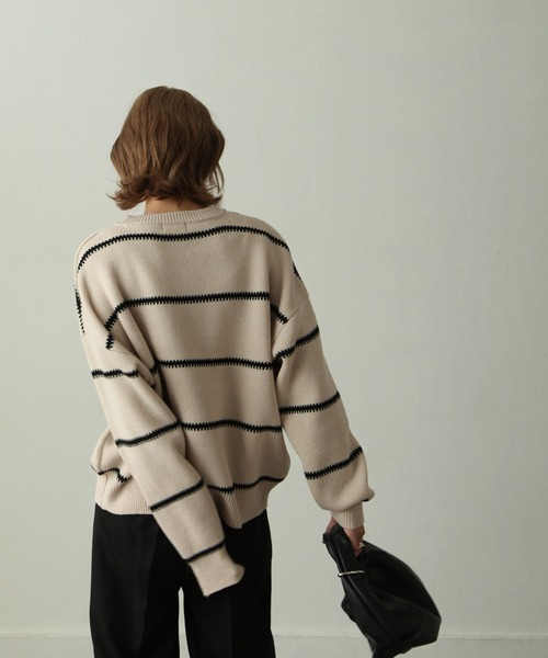 バイカラーボーダーニット