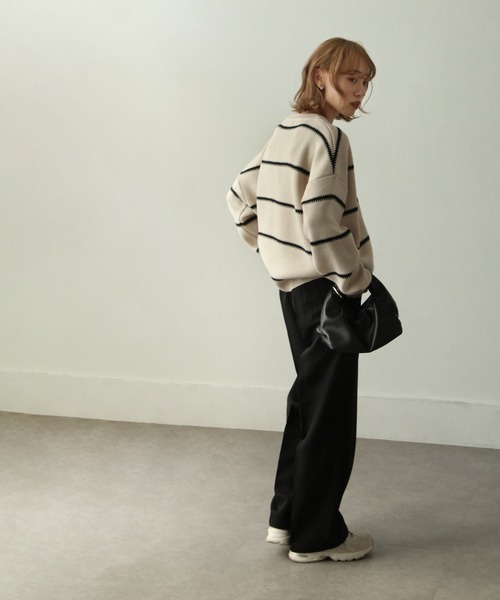 バイカラーボーダーニット