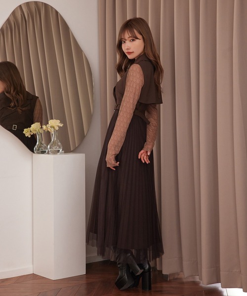 ANDGEEBEE（アンジービー）の「モノグラムチュールトップス（その他トップス・レディース・アイボリー/ブラウン・MEDIUM）」の5枚目の写真