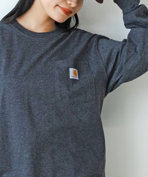 Carhartt（カーハート）の「Carhartt/カーハート WORKER POCKET LS T-SHIRTS ロングスリーブT ビッグシルエット 長袖 ロンT（Tシャツ/カットソー・メンズ・ブラック/チャコール/バーガンディー/ダークブラウン/ネイビー/ヘザーグレー/ホワイト・XL/M/L/S/2XL）」の18枚目の写真