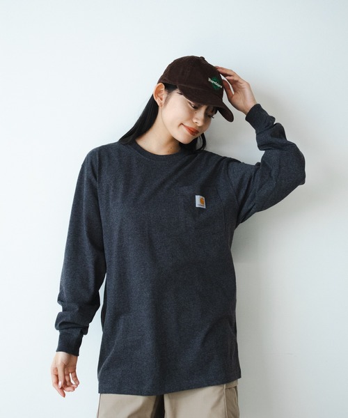 Carhartt（カーハート）の「Carhartt/カーハート WORKER POCKET LS T-SHIRTS ロングスリーブT ビッグシルエット 長袖 ロンT（Tシャツ/カットソー・メンズ・ブラック/チャコール/バーガンディー/ダークブラウン/ネイビー/ヘザーグレー/ホワイト・XL/M/L/S/2XL）」の20枚目の写真