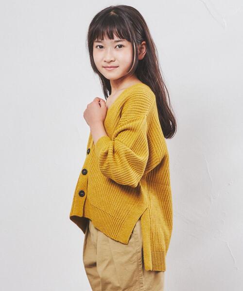 coen（コーエン）の「［洗える］カタアゼリラックスVネックカーディガン（カーディガン/ボレロ・キッズ・ダークグリーン/オレンジ/ダークグレー/マスタード・110/130/150）」の7枚目の写真