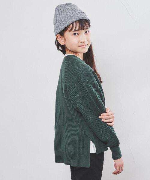 coen（コーエン）の「［洗える］カタアゼリラックスVネックカーディガン（カーディガン/ボレロ・キッズ・ダークグリーン/オレンジ/ダークグレー/マスタード・110/130/150）」の9枚目の写真