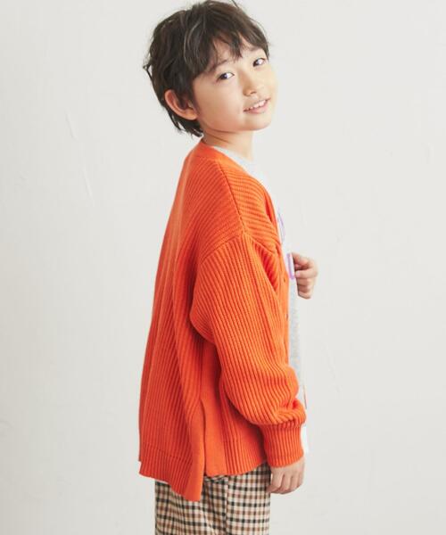 coen（コーエン）の「［洗える］カタアゼリラックスVネックカーディガン（カーディガン/ボレロ・キッズ・ダークグリーン/オレンジ/ダークグレー/マスタード・110/130/150）」の12枚目の写真