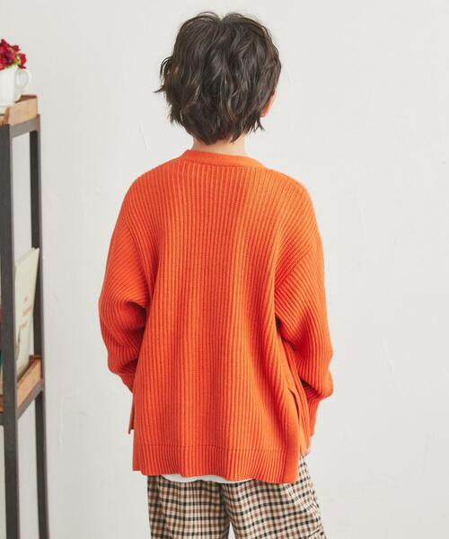 coen（コーエン）の「［洗える］カタアゼリラックスVネックカーディガン（カーディガン/ボレロ・キッズ・ダークグリーン/オレンジ/ダークグレー/マスタード・110/130/150）」の13枚目の写真