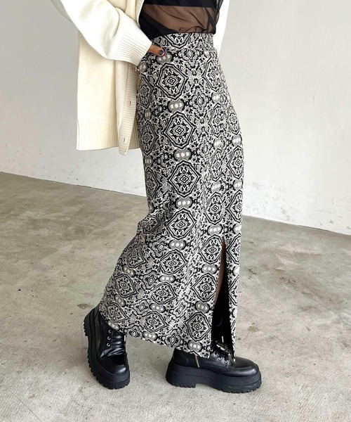 ダマスク柄❢オーダー承ります。 PAGEBOY（ページボーイ）の「ダマスク柄ジャガードナロースカート