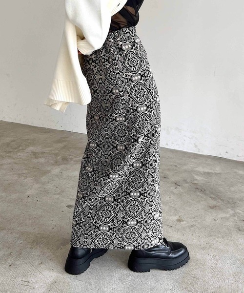 PAGEBOY（ページボーイ）の「ダマスク柄ジャガードナロースカート
