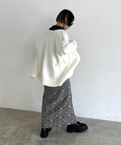 PAGEBOY（ページボーイ）の「ダマスク柄ジャガードナロースカート（スカート・レディース・ブラック/ブルー/ブラウン系その他・FREE）」の8枚目の写真