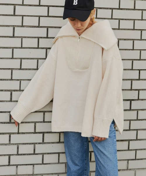 Auntie Rosa Holiday（アンティローザホリデー）の「ハーフジップボリュームスリーブニットプルオーバー（ニット/セーター・レディース・ネイビー/オレンジ/アイボリー・FREE）」の20枚目の写真