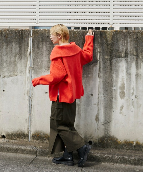 Auntie Rosa Holiday（アンティローザホリデー）の「ハーフジップボリュームスリーブニットプルオーバー（ニット/セーター・レディース・ネイビー/オレンジ/アイボリー・FREE）」の12枚目の写真